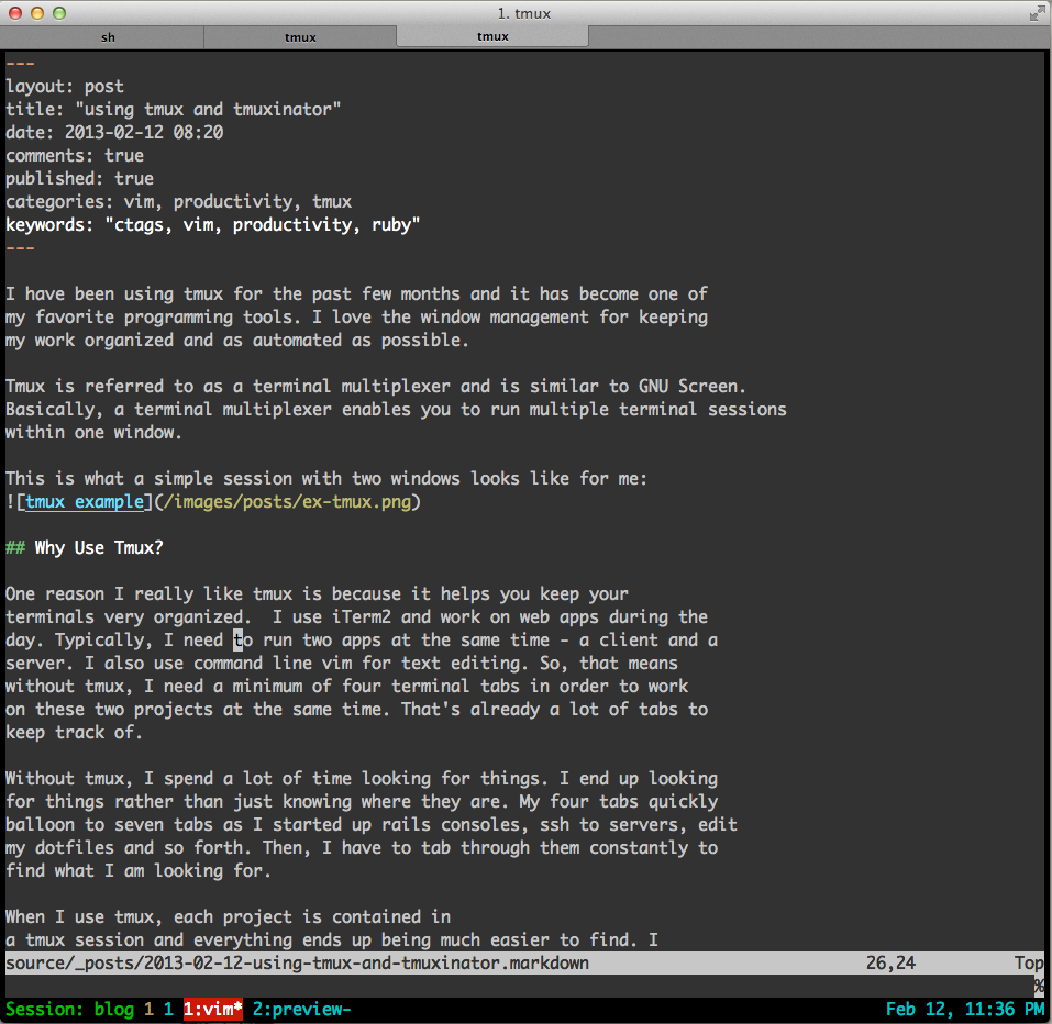 tmux example